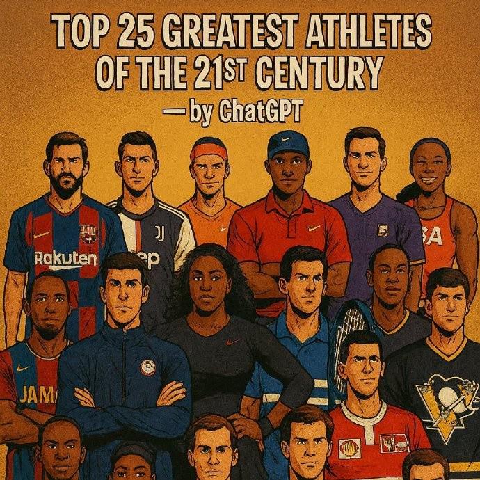ChatGPT评21世纪最伟大运动员:博尔特第1 梅西第3