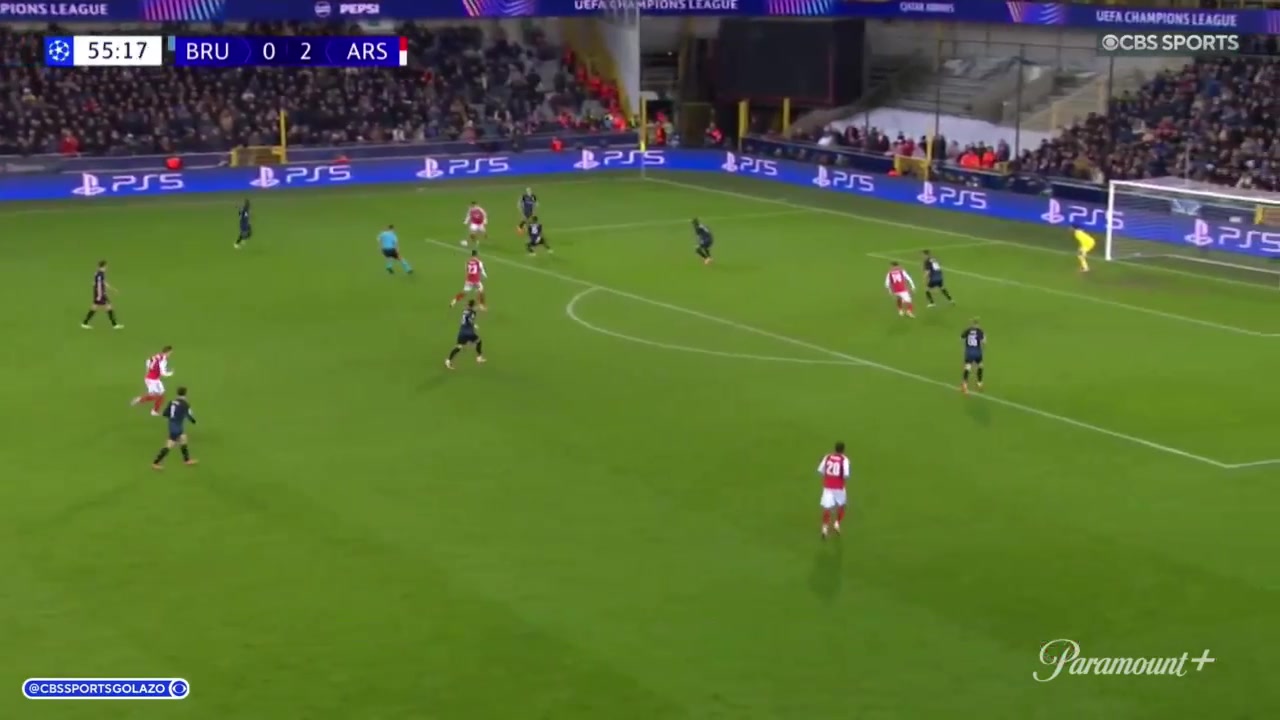 阿森纳3-0布鲁日马丁内利边路过人爆射破门门将扑救无可奈何