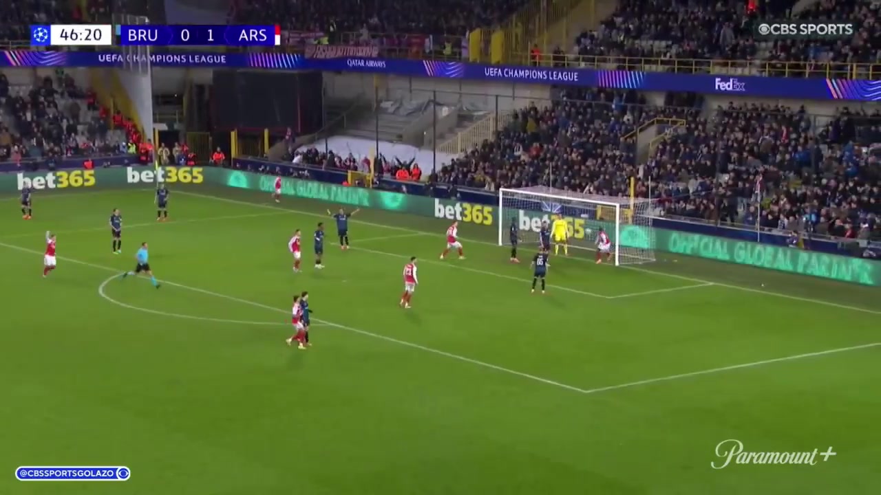 阿森纳2-0布鲁日苏维门迪下底传中马杜埃凯包抄头球空门双响